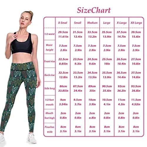 visesunny High Waist Yoga Pants with Pockets Rooster Dot Decorative Buttery Soft Tummy Control Running Workout Pants 4 Way Stretch Pocket Leggings