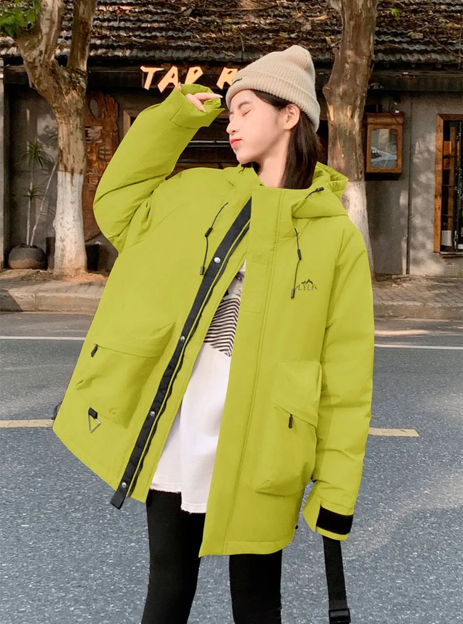 Water-Resistant Hooded Puffer Jacket Suitable for Climbing