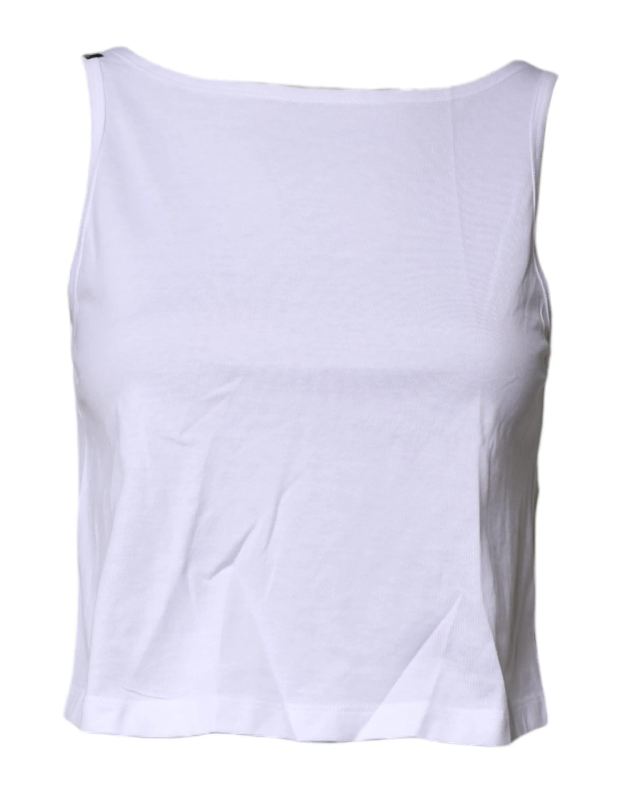 White Cotton Sleeveless Round Neck Tank Top