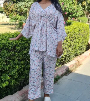 White floral kaftan top with PJ