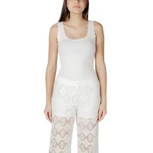 White Scalloped Trim Tank Top and Lace Pants