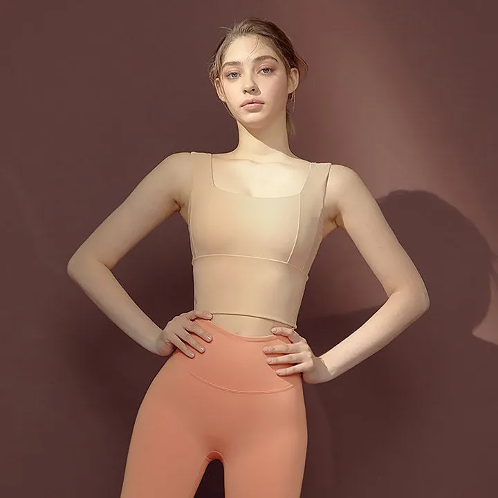 Wide Square Neck Crop Top_Peach