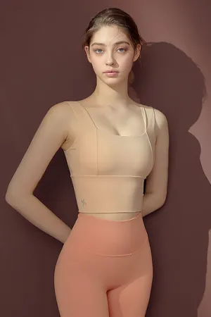 Wide Square Neck Crop Top_Peach