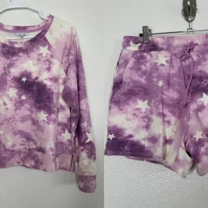 Wildfox Purple Star Tiedye Lounge Short Set Medium