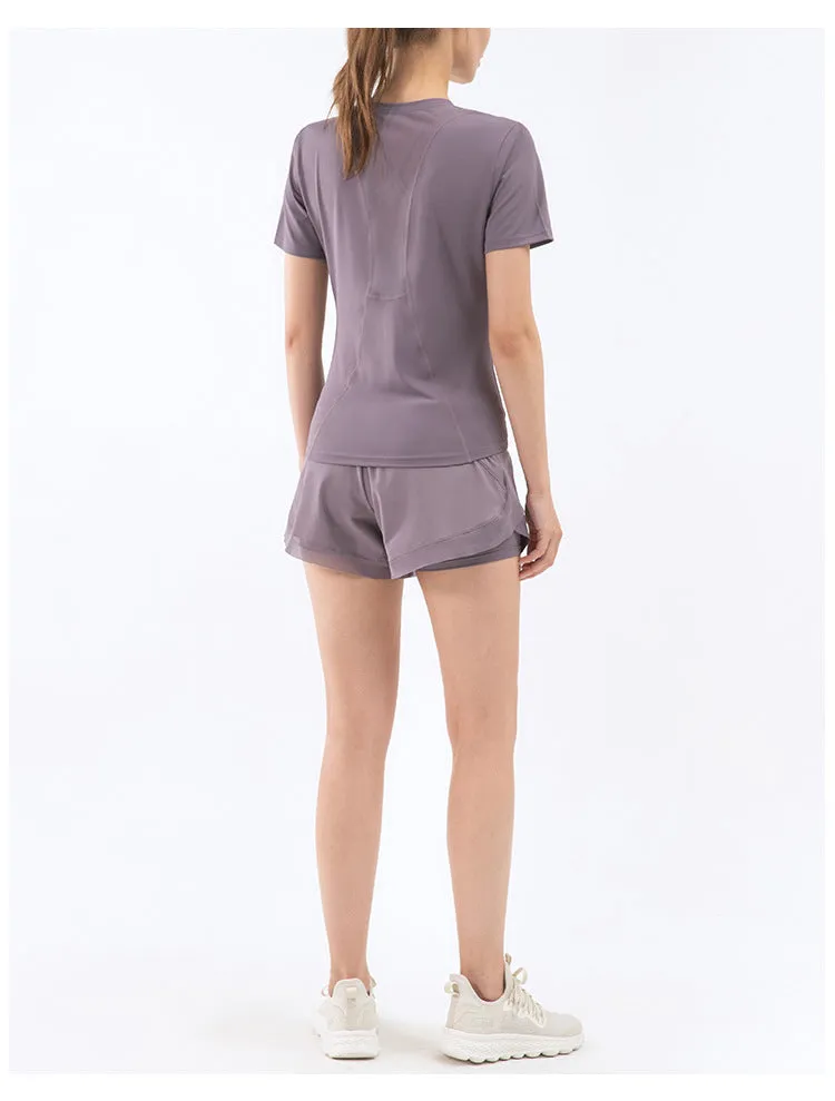 Women Athletic Shorts | High Waisted Yoga Shorts with Inner Liner
