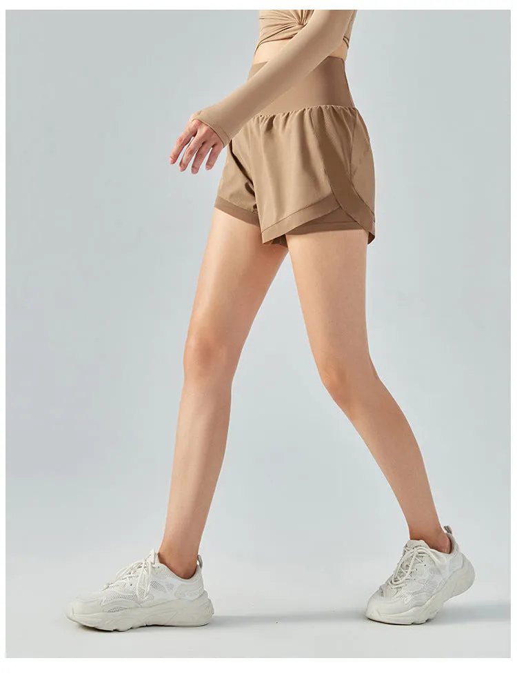 Women Athletic Shorts | High Waisted Yoga Shorts with Inner Liner