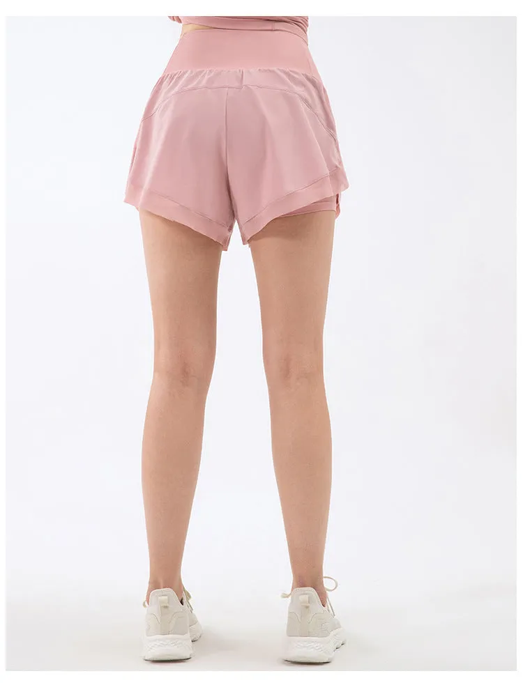 Women Athletic Shorts | High Waisted Yoga Shorts with Inner Liner