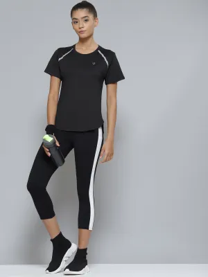 Women Black Anti Odour Cut-out Sports T-shirt