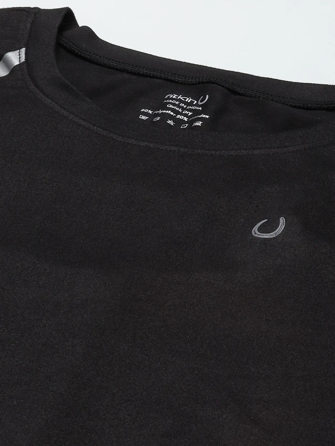 Women Black Anti Odour Cut-out Sports T-shirt