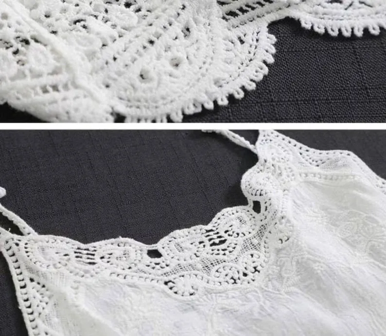 Women Sleeveless Tank Top Crochet Boho Camisole Crop Top Vintage Lace Trim
