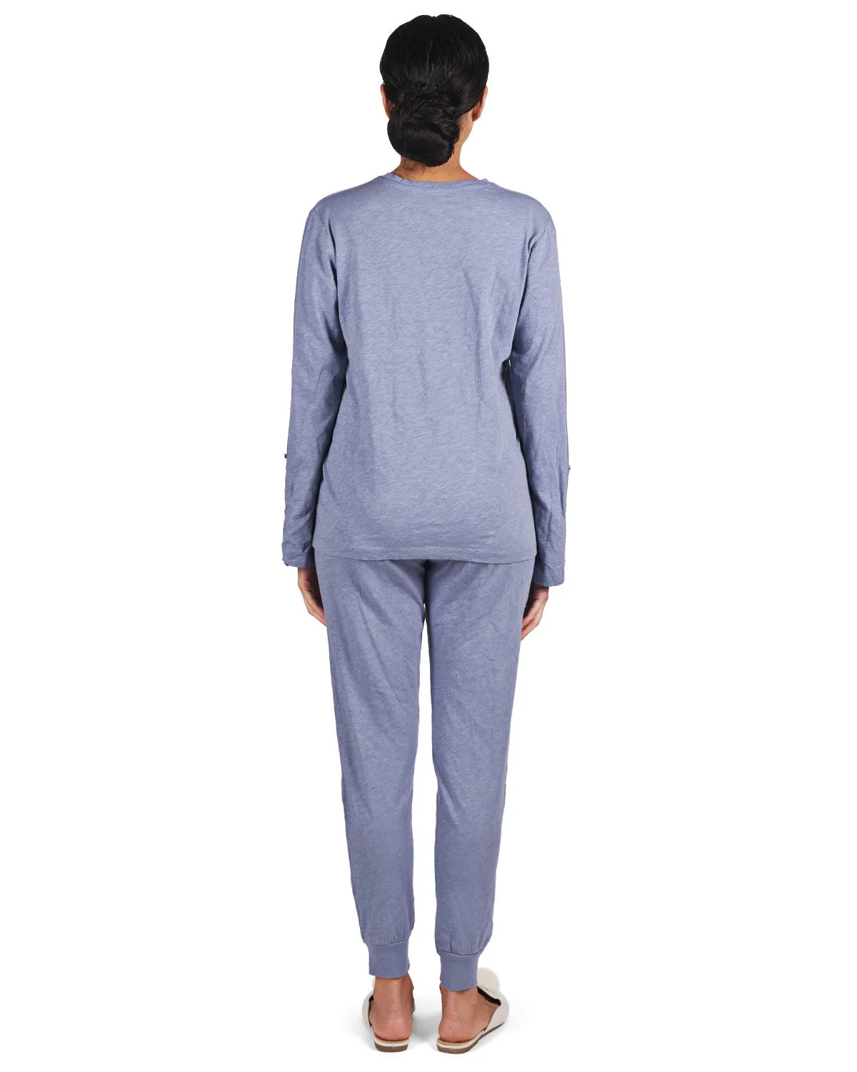 Women's 100% Cotton Slub Knit Metallic Star Accent Pajama Set