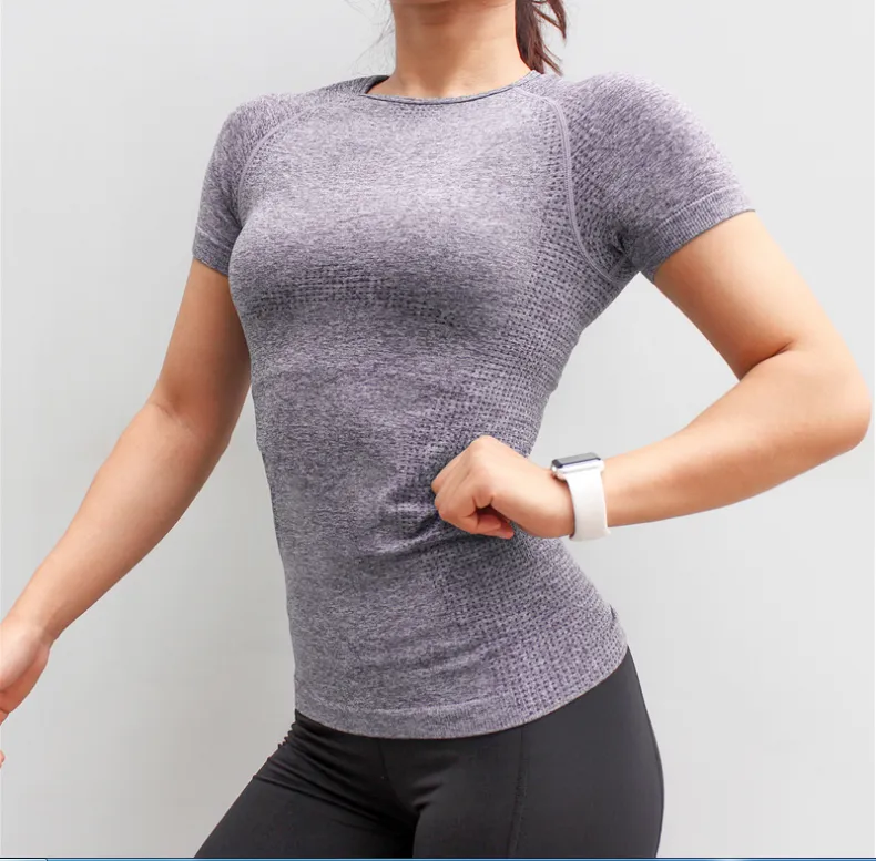 Women's Compression Gym Shirt Short Sleeve Running Athletic T-Shirt Workout Tops