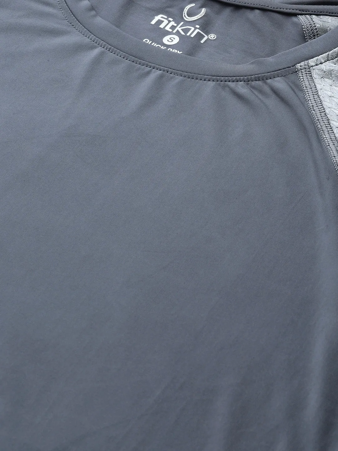Women's Grey Solid Training or Gym T-shirt