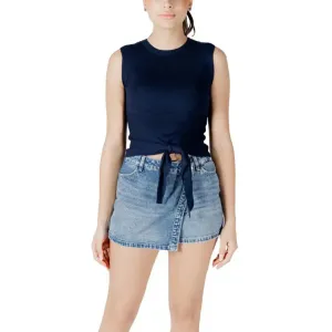 Womens Navy Tie Front Tank Top and Denim Mini Skirt