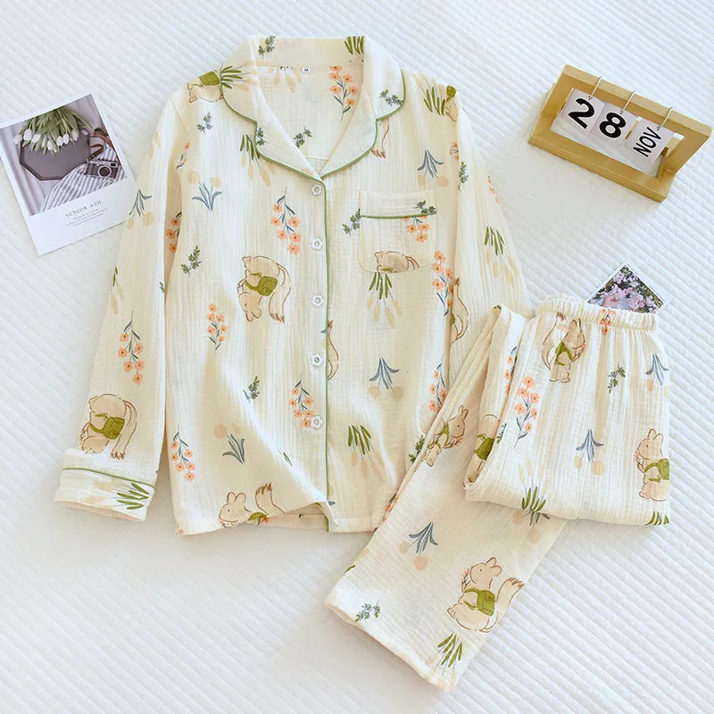 Women's Pure Cotton Long Sleeve Pajamas Suit