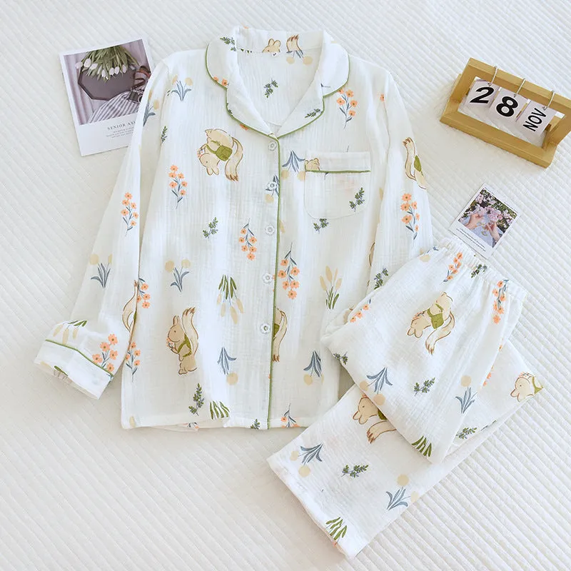 Women's Pure Cotton Long Sleeve Pajamas Suit