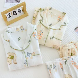 Women's Pure Cotton Long Sleeve Pajamas Suit
