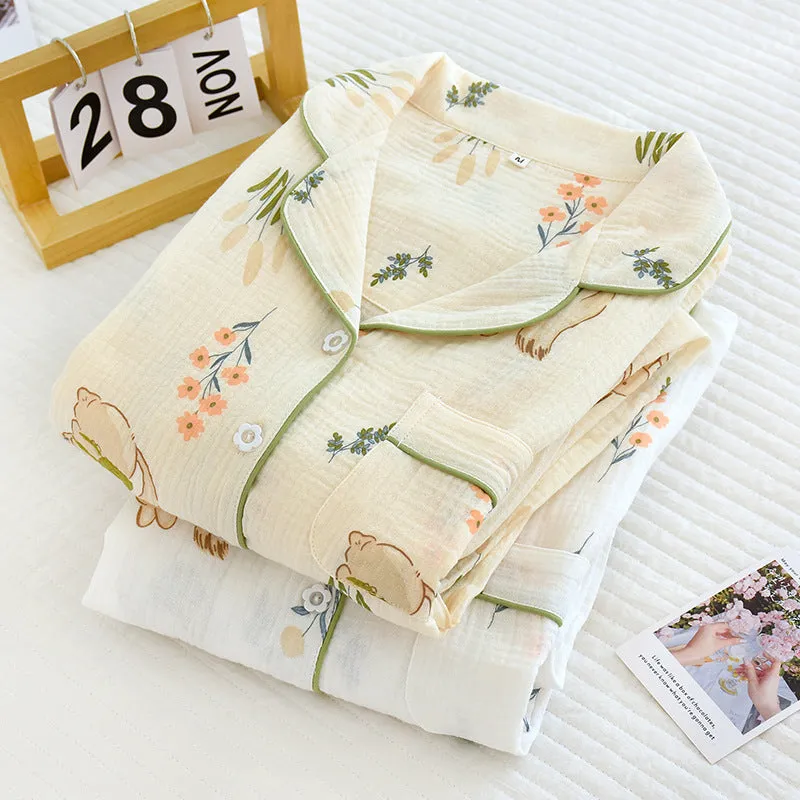 Women's Pure Cotton Long Sleeve Pajamas Suit