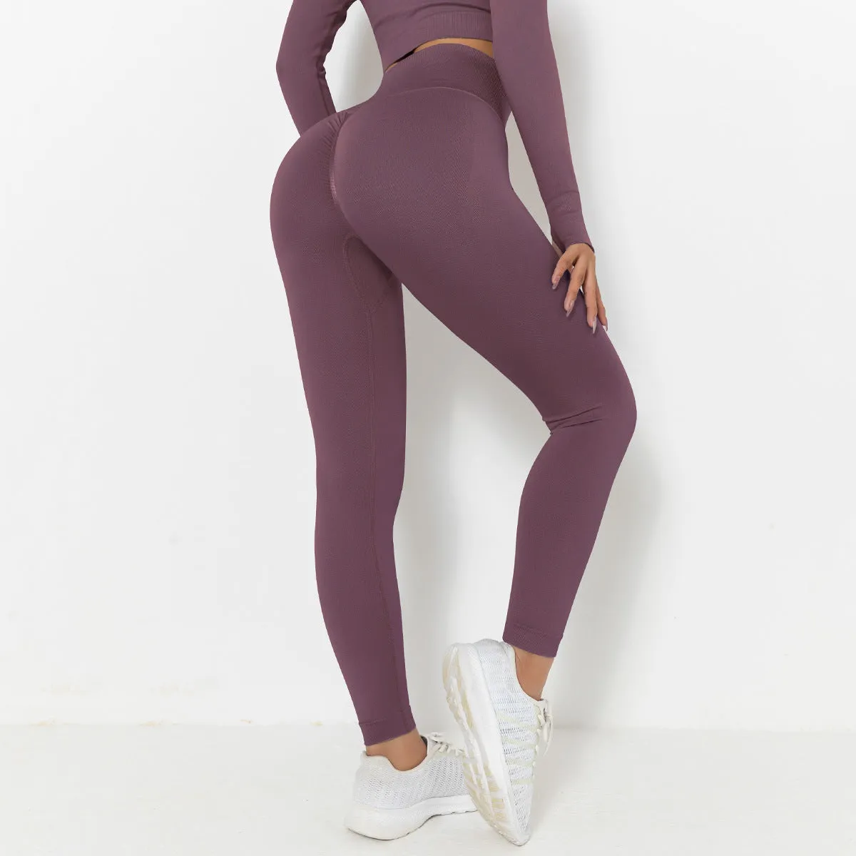 Women's Seamless Knitted Solid Colour Gym Top