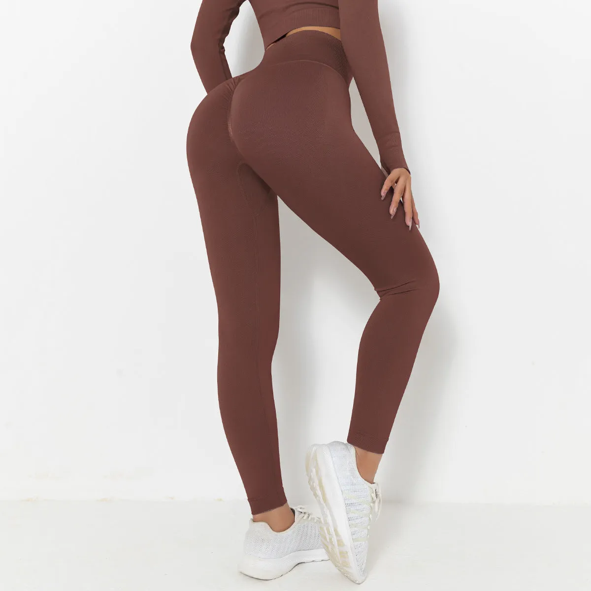 Women's Seamless Knitted Solid Colour Gym Top