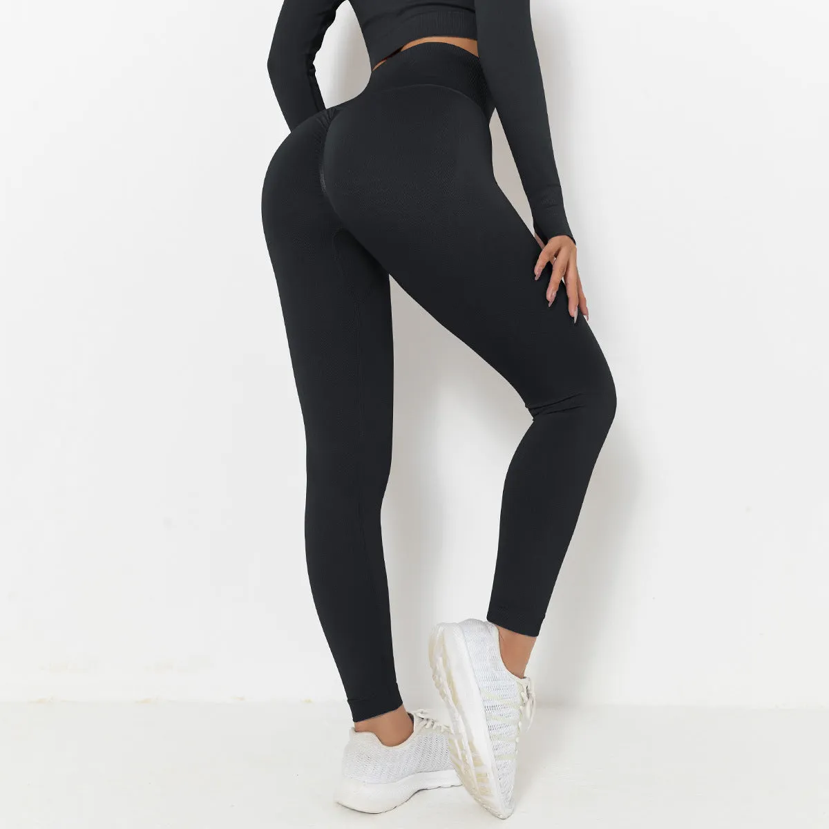 Women's Seamless Knitted Solid Colour Gym Top