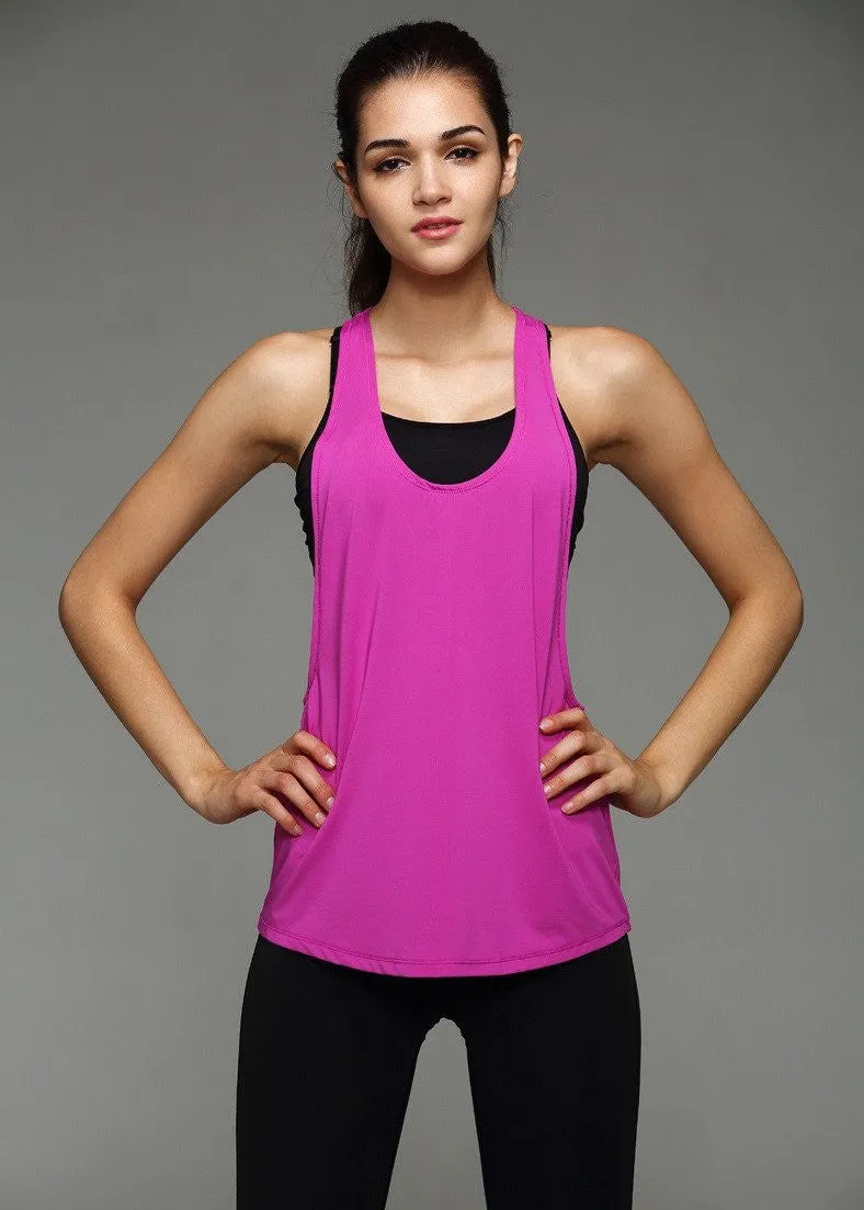 Women's Tank Tops Quick Drying Loose Fitness Sleeveless Vest Workout Top Exercise T-shirt