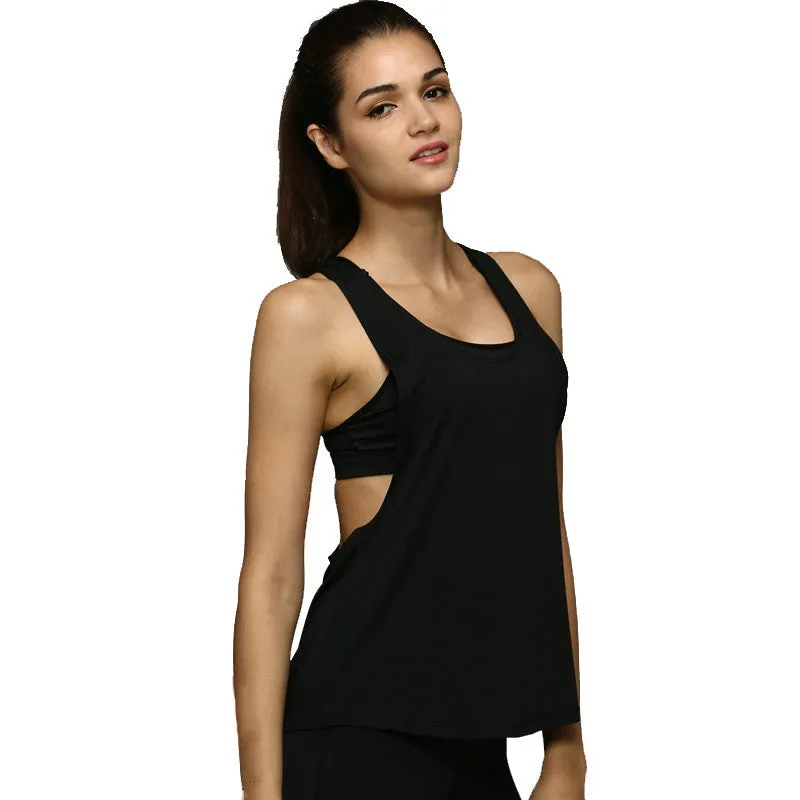 Women's Tank Tops Quick Drying Loose Fitness Sleeveless Vest Workout Top Exercise T-shirt
