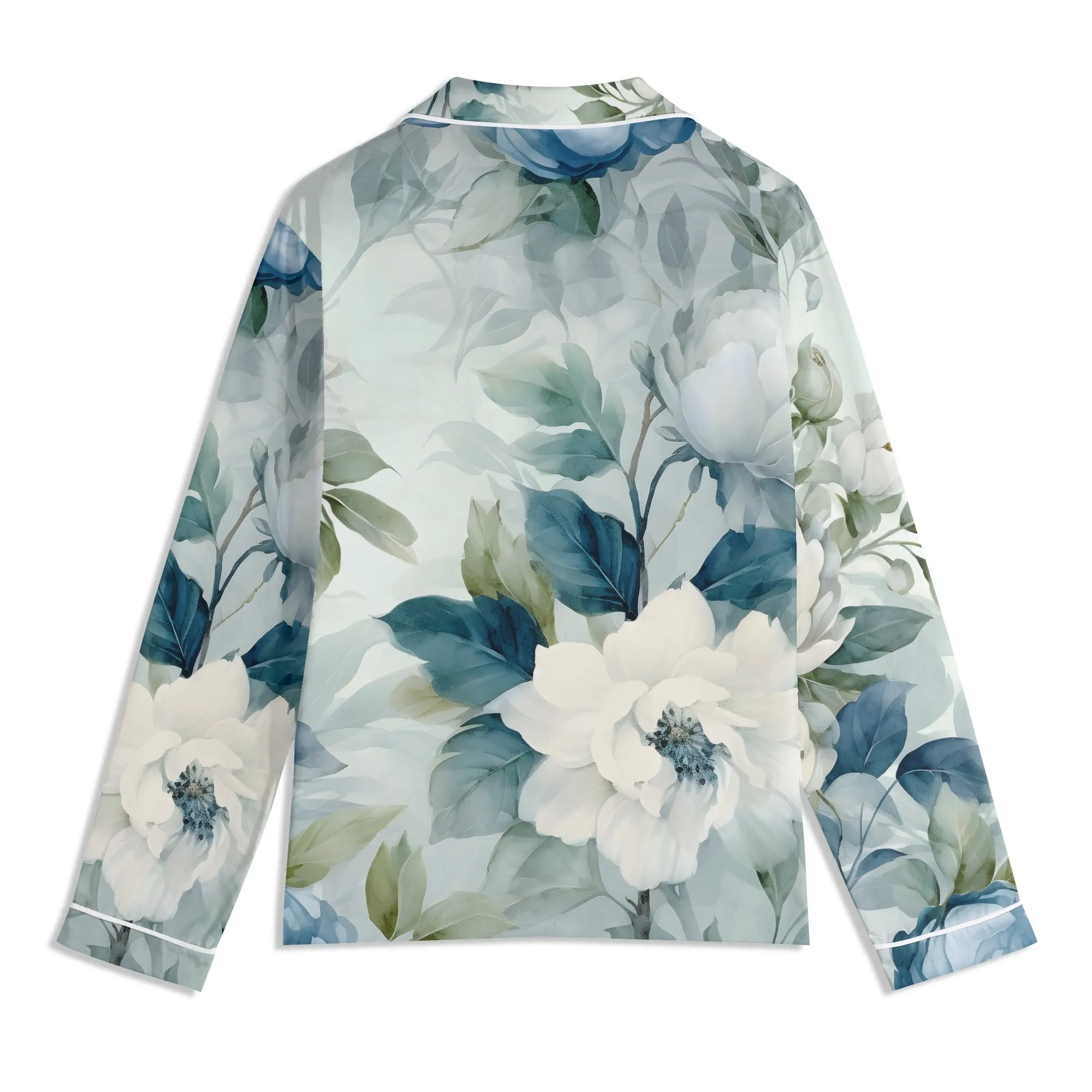 Womens Vintage Floral Print Long Sleeved Pajama Set