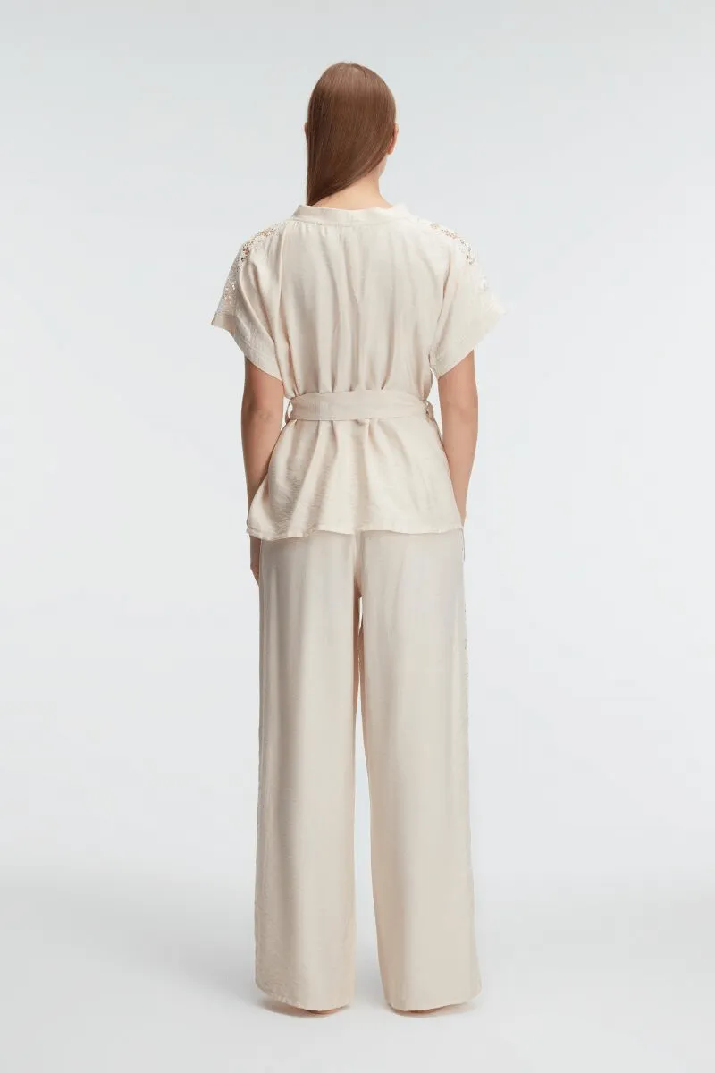 Woven Lace Detailed Pajama Set Dressing Gown