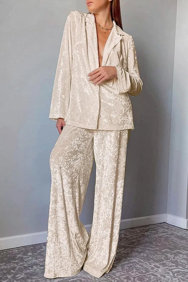 XK0271 Velour Shirt and Pants Set
