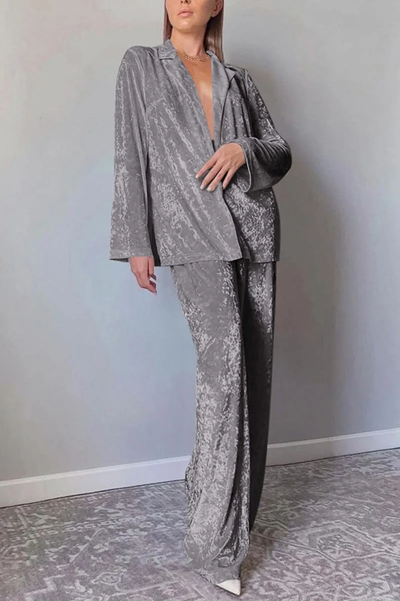 XK0271 Velour Shirt and Pants Set