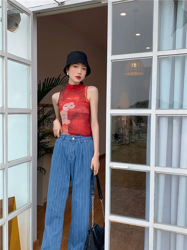 Y2K Red Mesh Top