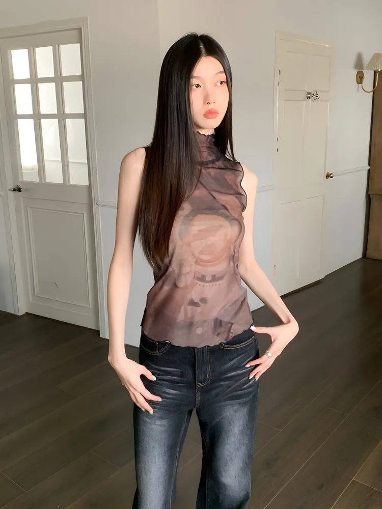 Y2K Sleeveless Mesh Top