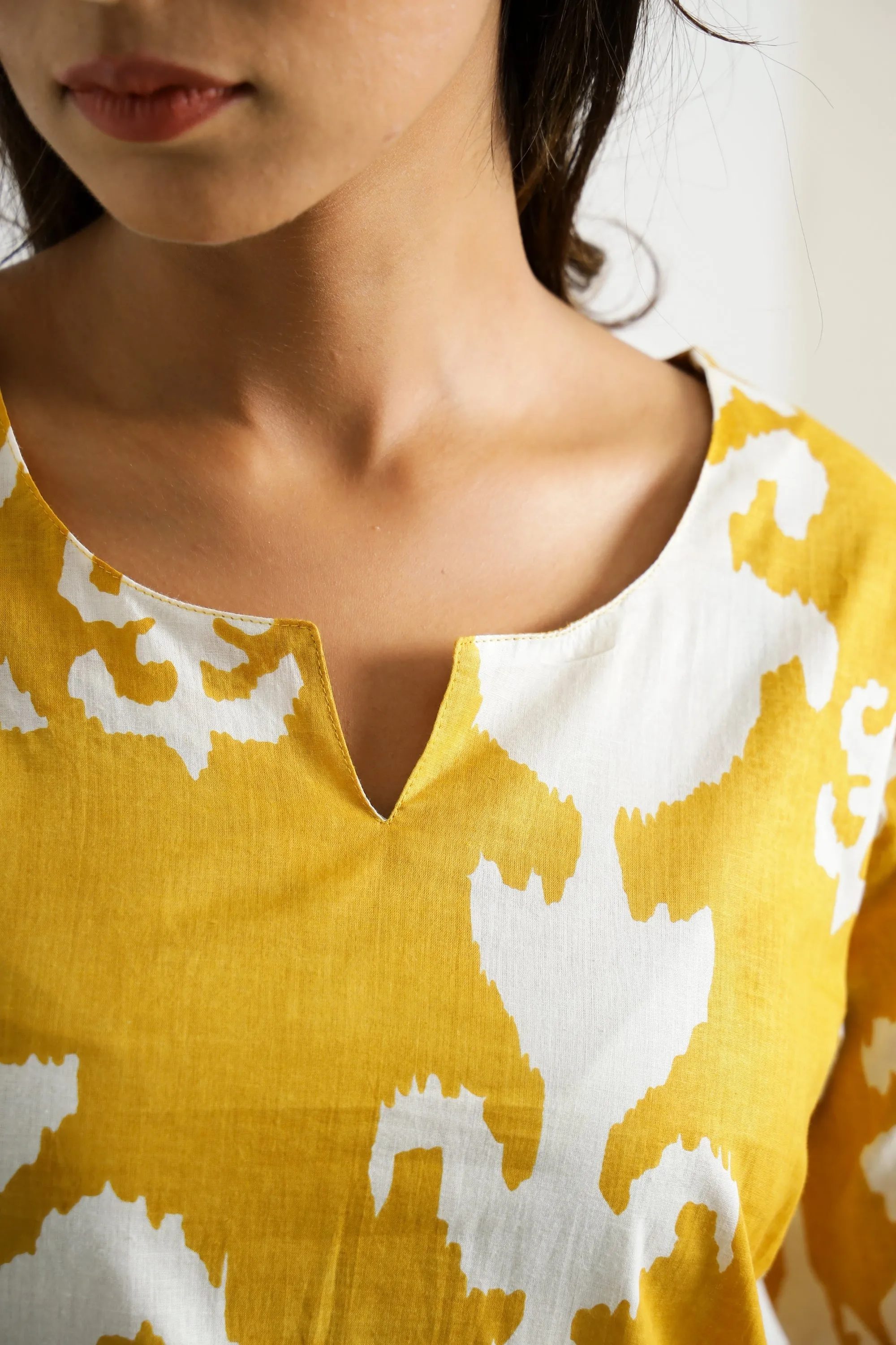 Yellow Motif Organic Printed Pure Cotton Loungewear Set