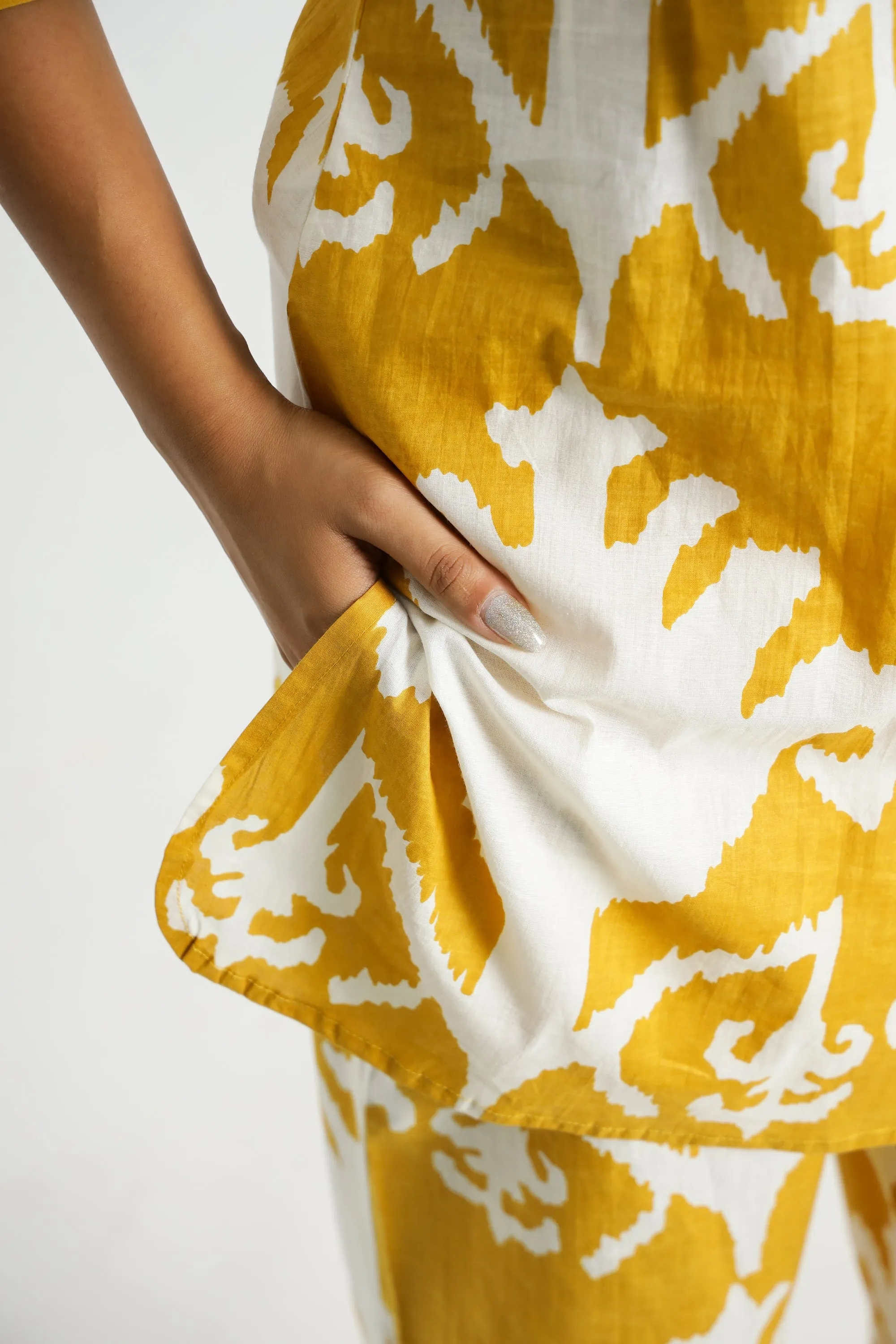 Yellow Motif Organic Printed Pure Cotton Loungewear Set