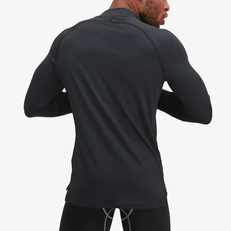 ZABRI Quarter Zipper Long Sleeve Top Athletic Base Layer Compression Shirt for Men