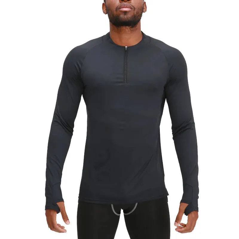 ZABRI Quarter Zipper Long Sleeve Top Athletic Base Layer Compression Shirt for Men