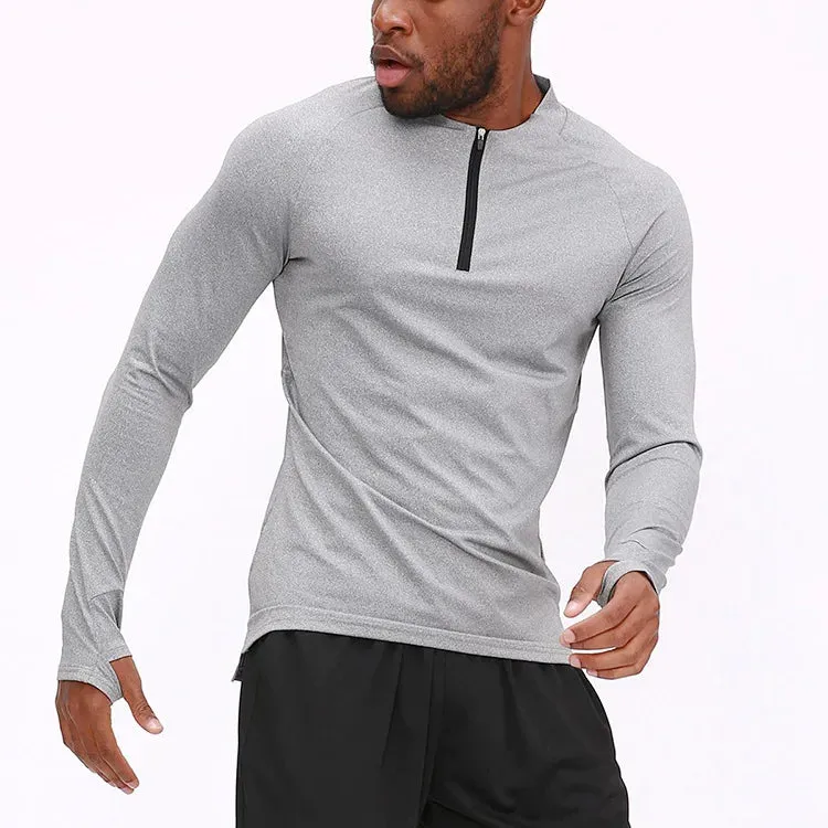 ZABRI Quarter Zipper Long Sleeve Top Athletic Base Layer Compression Shirt for Men